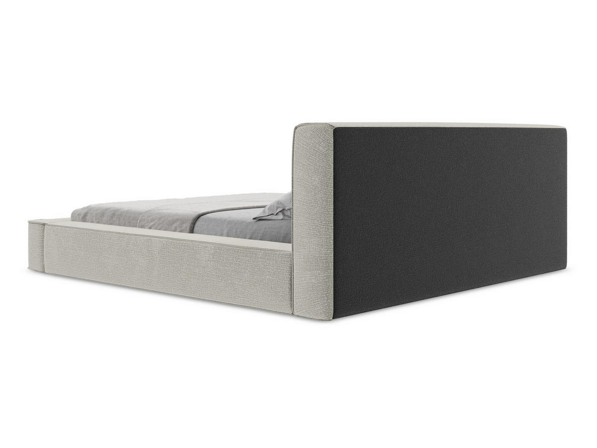 POLSTERBETT mit Bettkasten und Lattenrost 220x240 Grau - Hellgrau/Schwarz, Kunststoff/Textil (180/200cm) - Makamii
