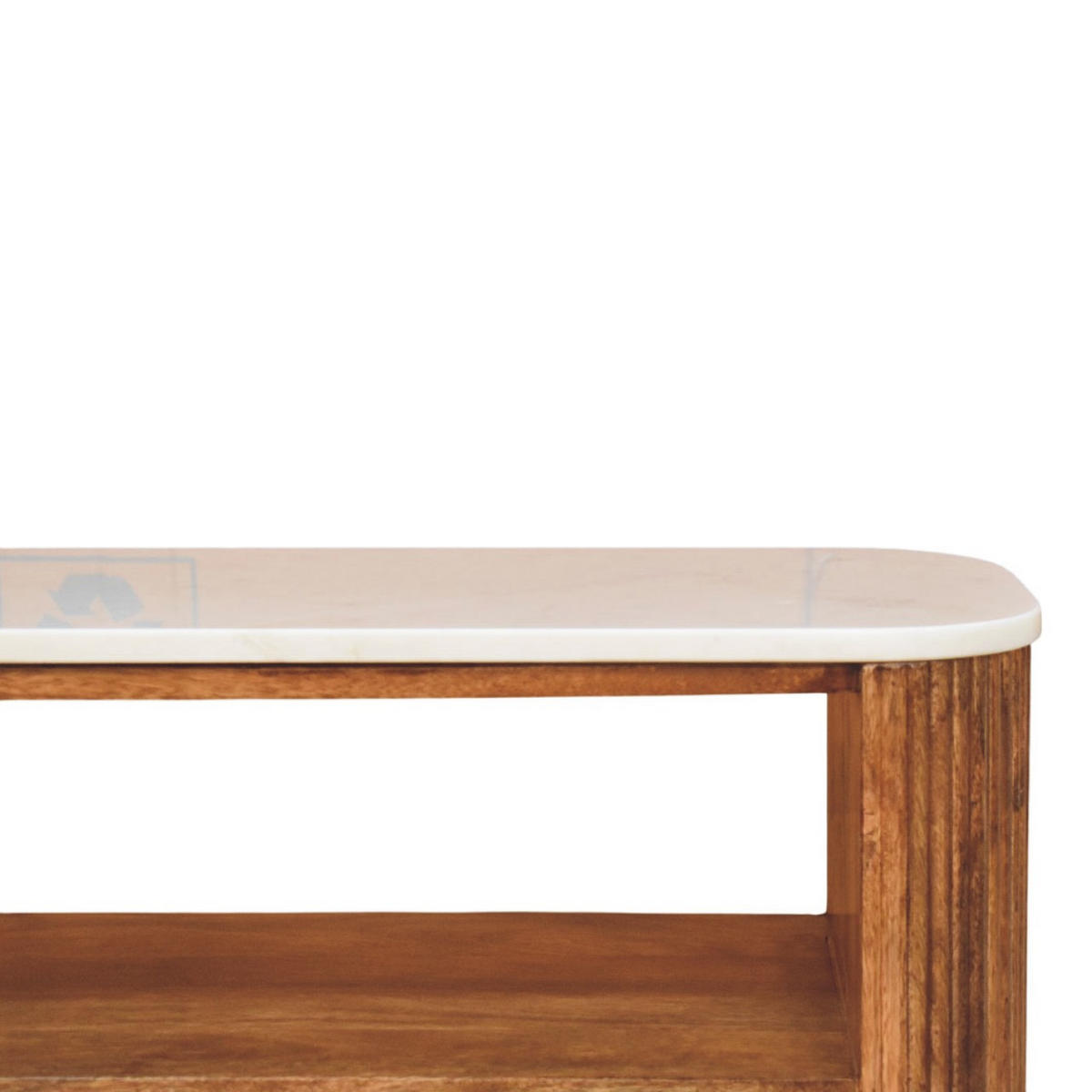 LAVICA s povrchovou úpravou Golden Teak, 2 otvorené police, mramorová doska, hnedá - hnedá, drevo/prírodné materiály (90/50/34cm) - Artisan Furniture