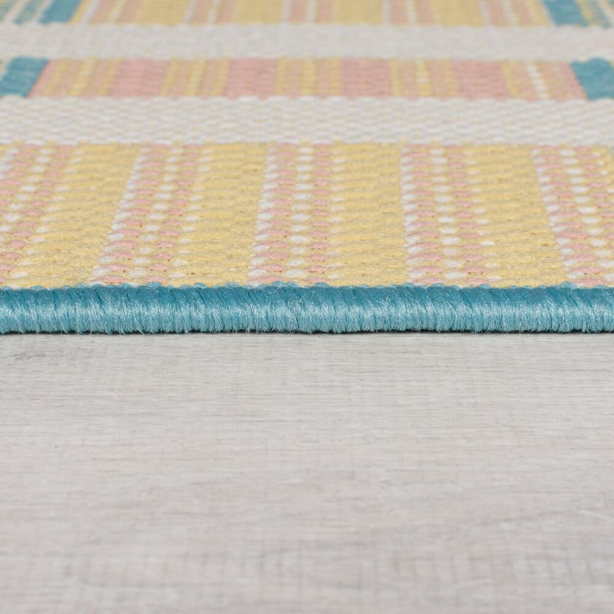 OUTDOOR-TEPPICH Geometrisch-Design, rutschfest, pastellfarben FELL, Pastellfarben 200x290 cm - Pastellblau, Textil (200/290cm) - KADIMA DESIGN