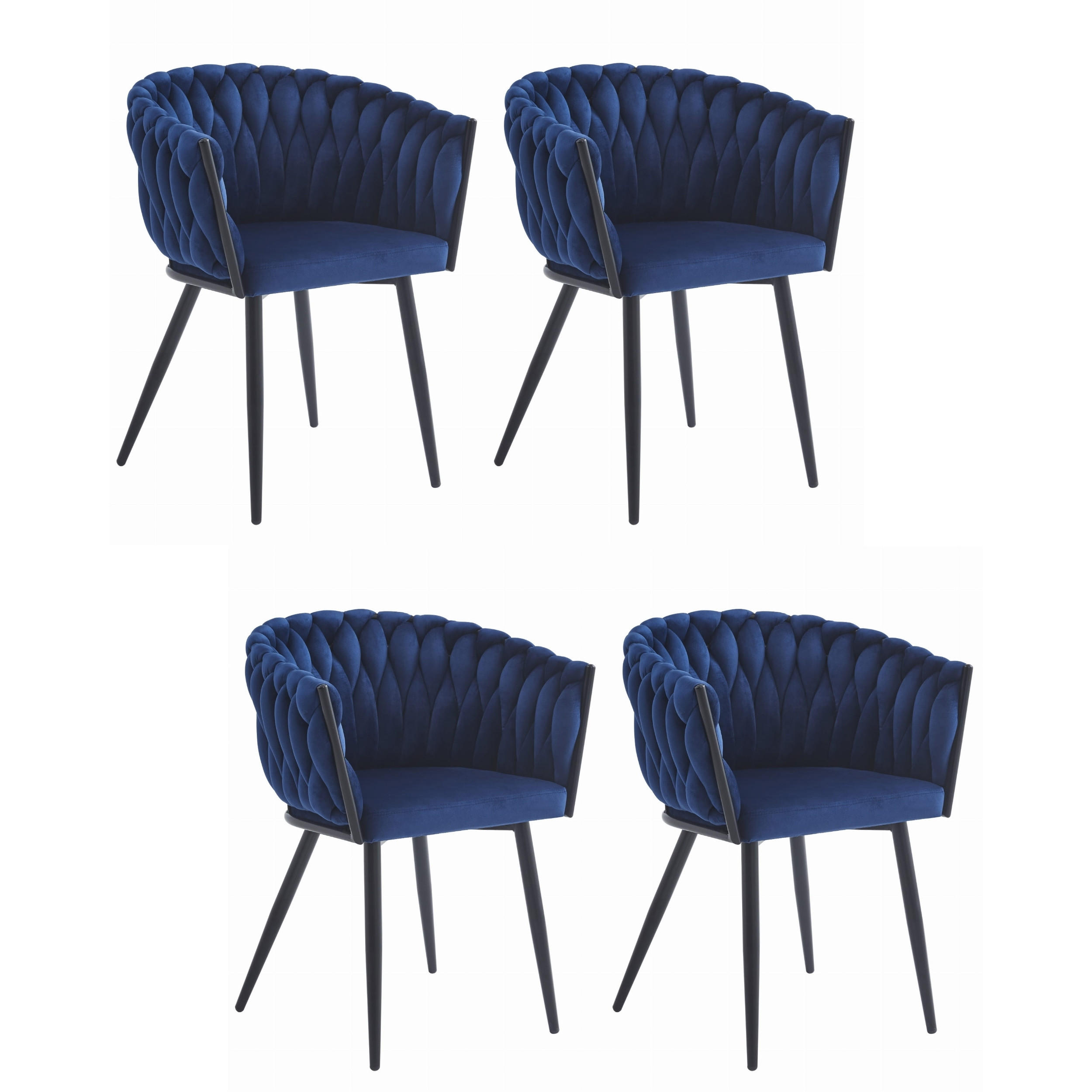 STUHL ARONA 4-er Set, Blau, Schwarze metallische Beine - Blau, Textil/Metall (61/79/55cm) - Komodee