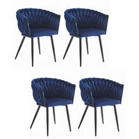 STUHL ARONA 4-er Set, Blau, Schwarze metallische Beine - Blau, Textil/Metall (61/79/55cm) - Komodee