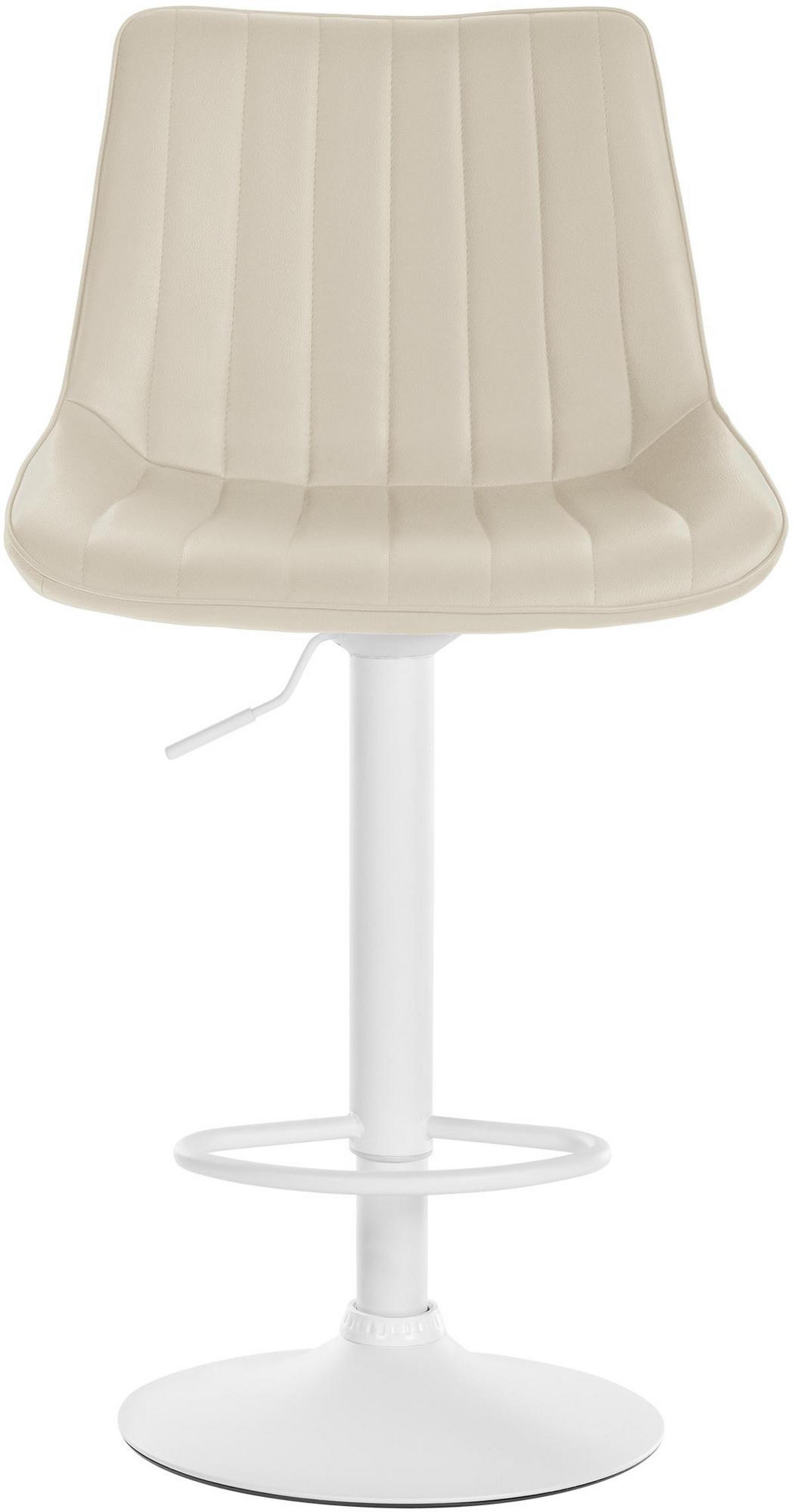BARHOCKER RIO Creme Kunstleder Weiß - Creme, Leder/Metall (49.5/91/50cm) - DELUKE