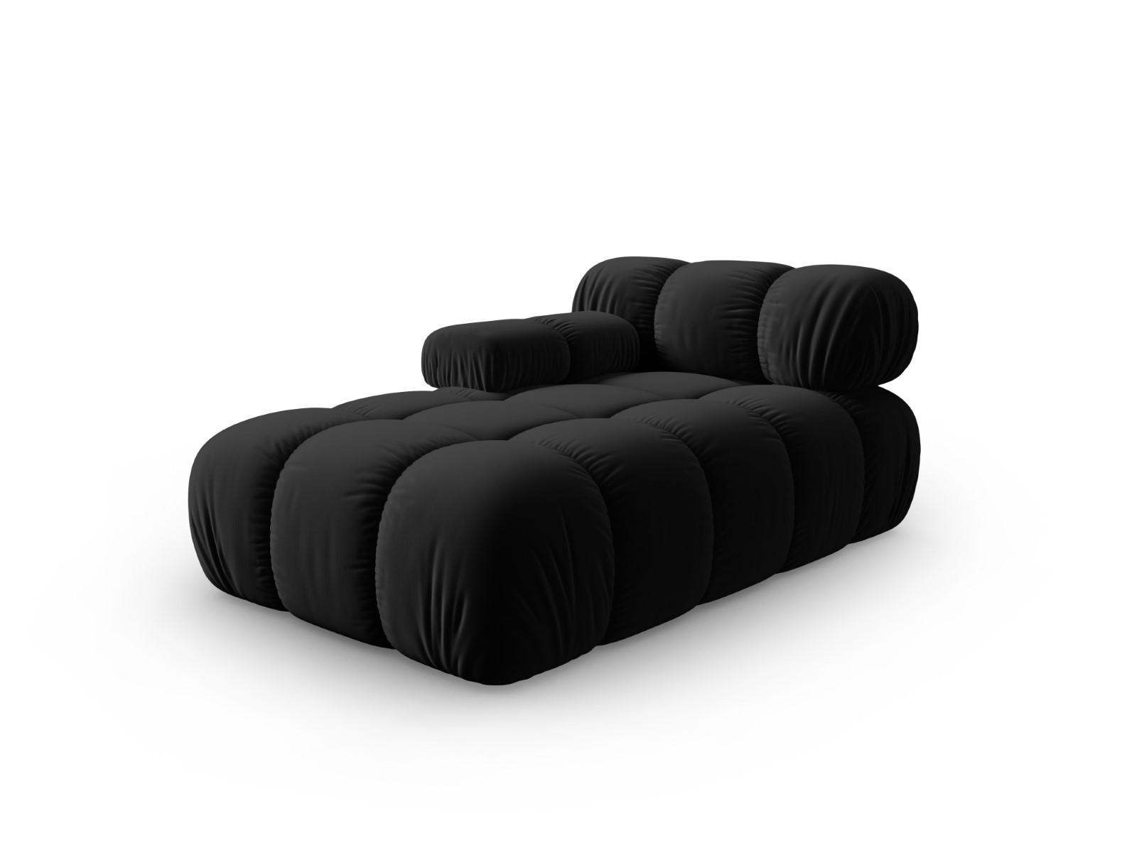 CHAISELONGUE links Bellis aus Samt schwarz - Schwarz, Textil (97/62/157cm) - Micadoni
