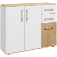 SIDEBOARD Weiß und Naturfarben 90/30/75,5 cm - Weiß, Holzwerkstoff (90/75.5/30cm) - PANGIVO