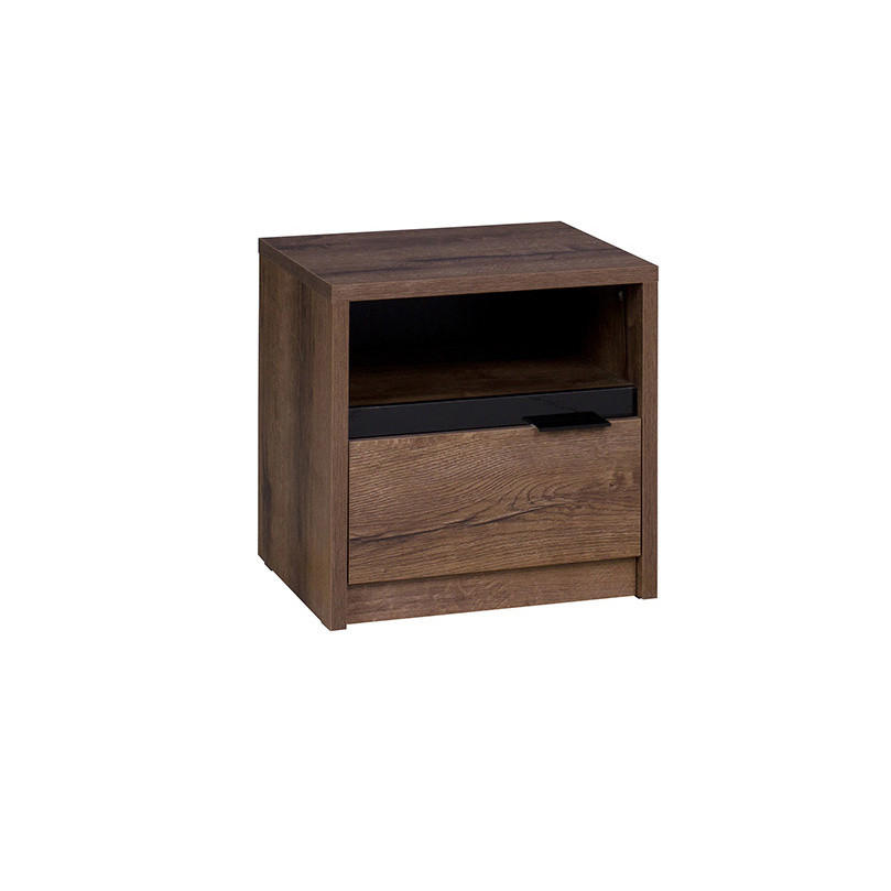 NACHTTISCH Martin 47/46/40 mit Schublade - Schwarz Hochglanz/Schwarz, Holzwerkstoff/Metall (47/46/40cm) - Ravio
