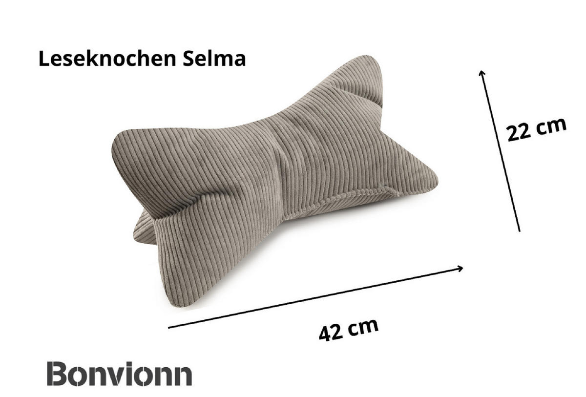 KISSEN Leseknochen Selma - Grau, Textil (22/42cm) - Bonvionn