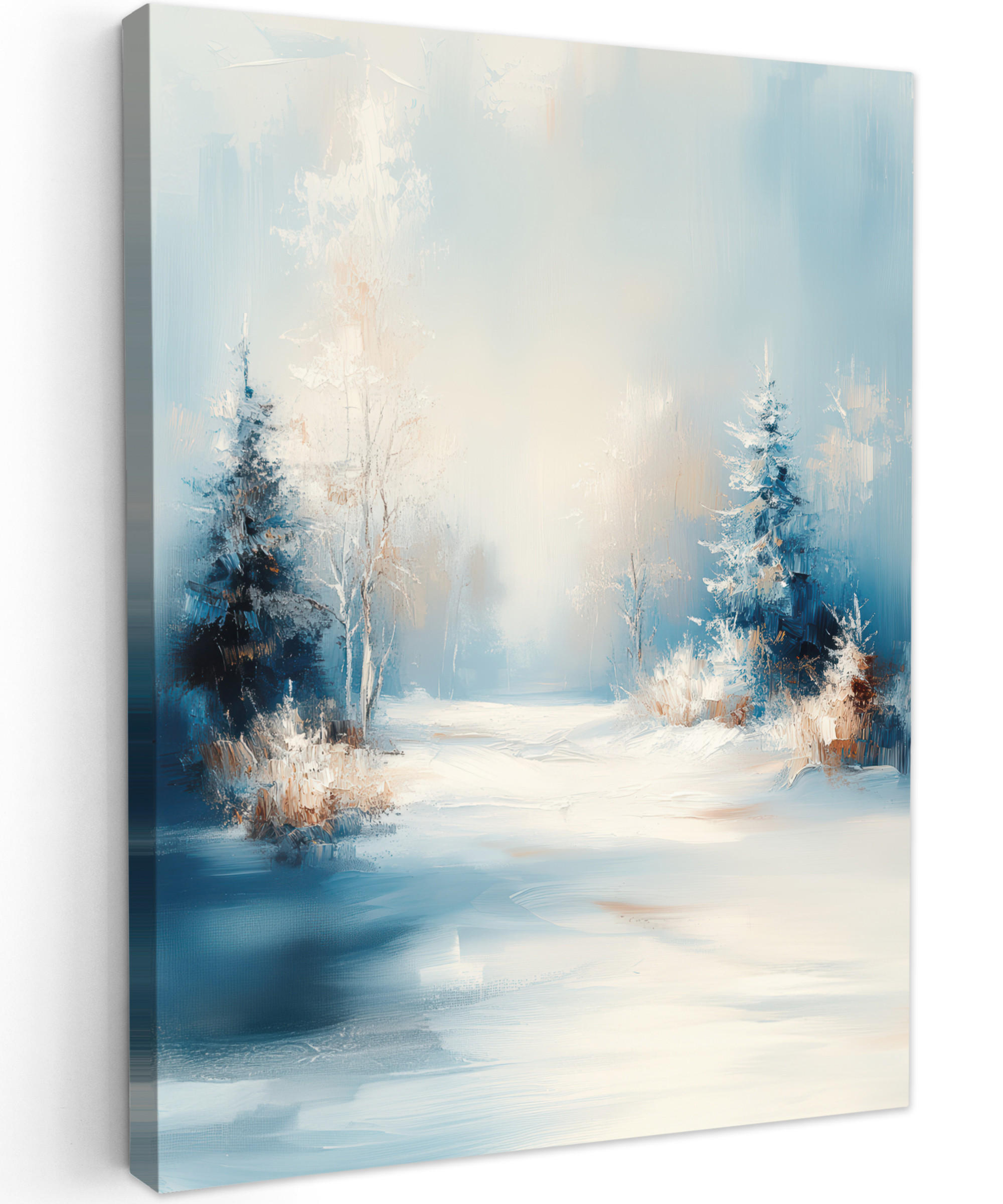 LEINWANDBILD Wald - Winter - Natur - Abstrakt - Schnee 60x80 cm - Weiß, Textil (60/80cm) - MuchoWow