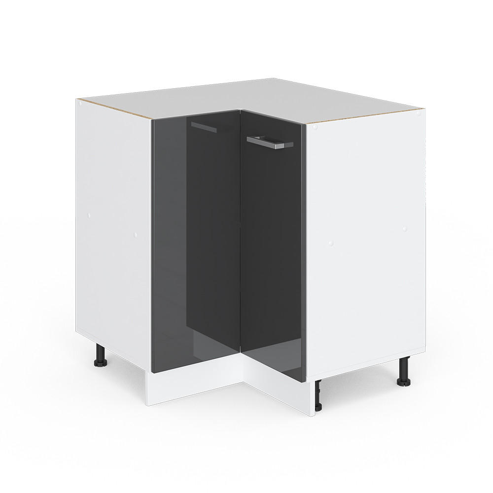 ECKUNTERSCHRANK R-Line Anthrazit Hochglanz 75.6 cm ohne AP - Anthrazit/Weiß, Holzwerkstoff (75.6/81.6/46cm) - Vicco