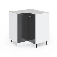 ECKUNTERSCHRANK R-Line Anthrazit Hochglanz 75.6 cm ohne AP - Schwarz Hochglanz/Anthrazit, Holzwerkstoff (75.6/81.6/46cm) - Vicco