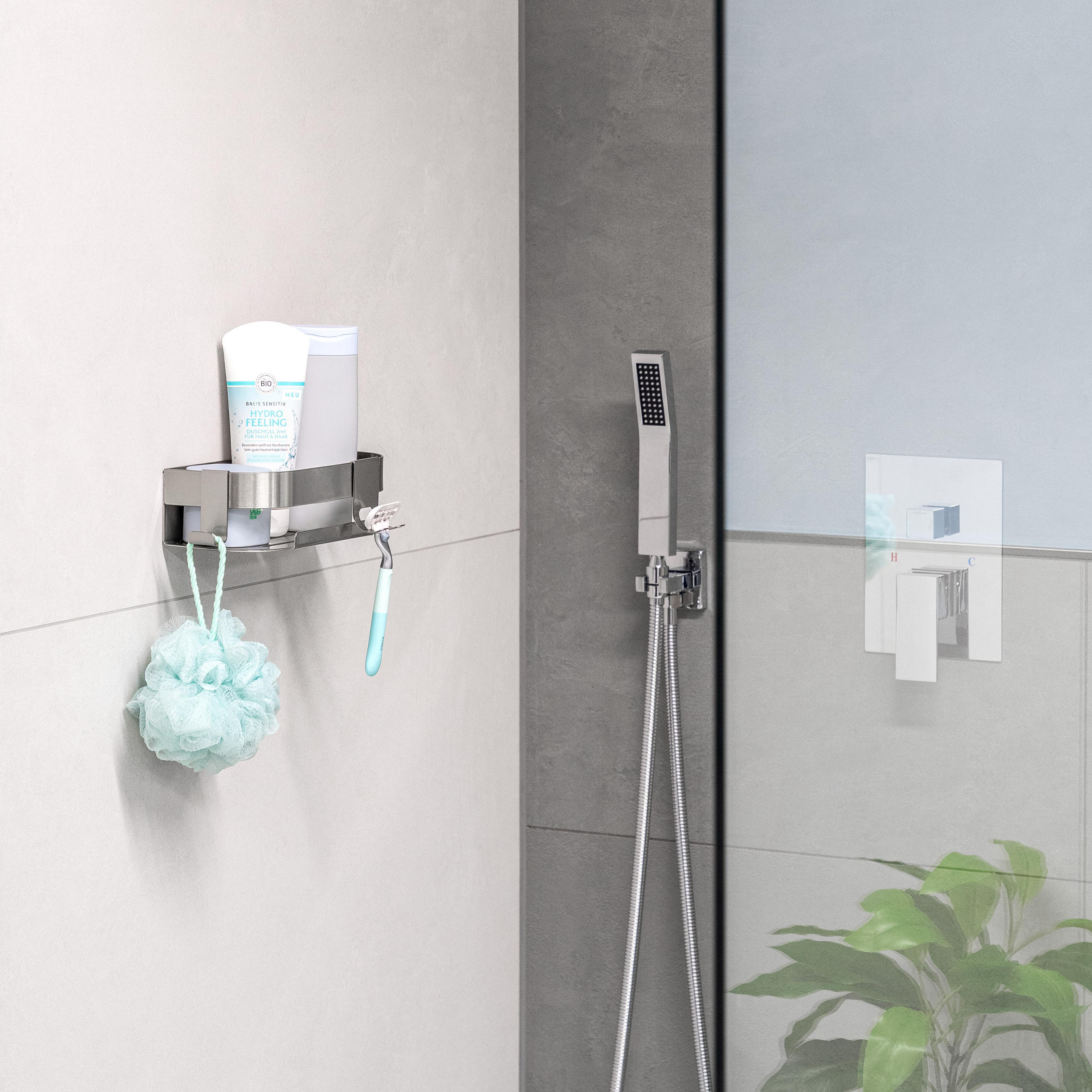DUSCHABLAGE, mit 2-Wege-Montage, Edelstahl - Edelstahlfarben, Metall (23/6.5/10.5cm) - eluno