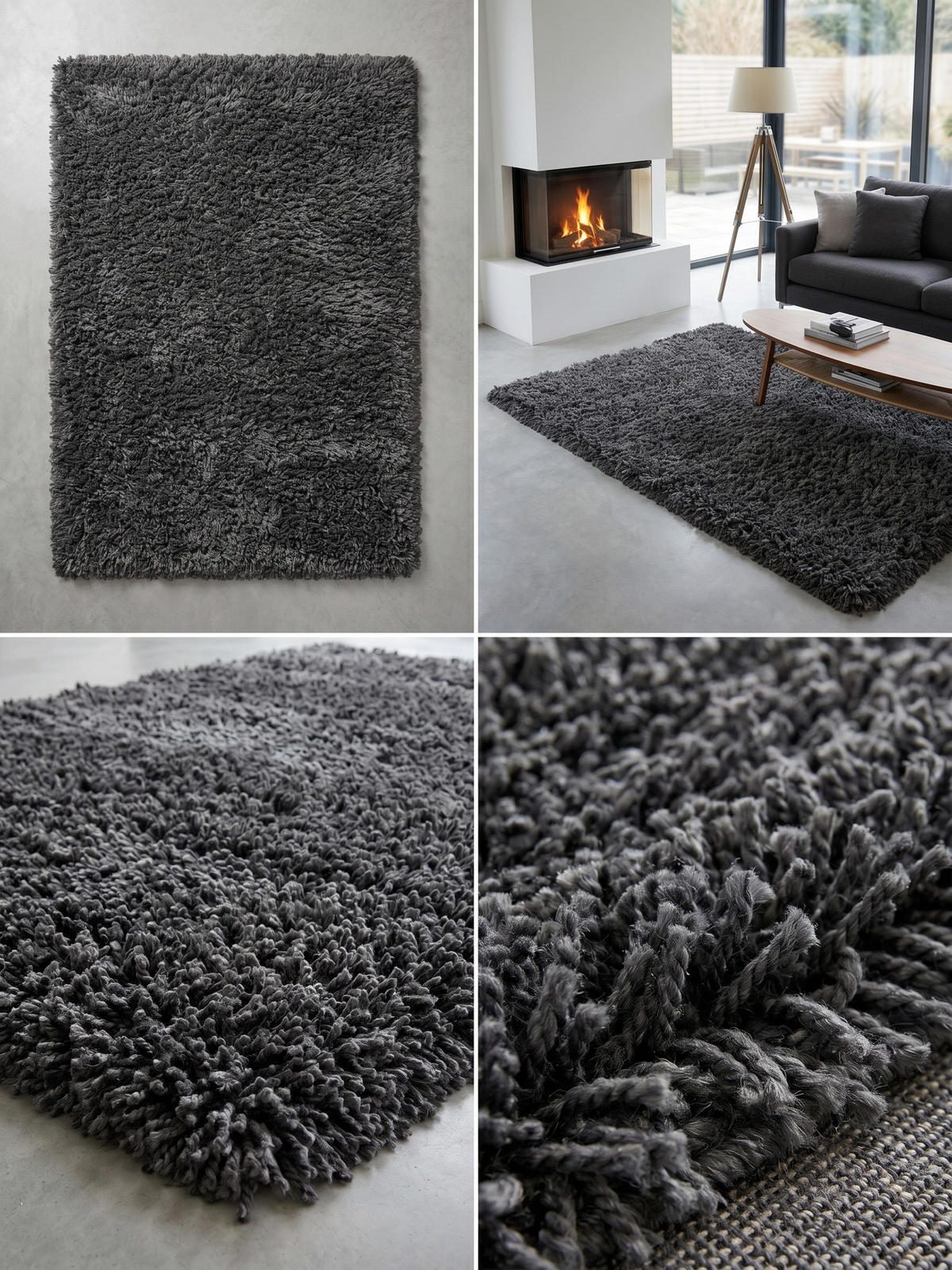 HOCHFLORTEPPICH RHEIN, einfarbig, aus Polypropylen, Grau, 80 x 250 cm - Grau, Textil (80/250cm) - KADIMA DESIGN