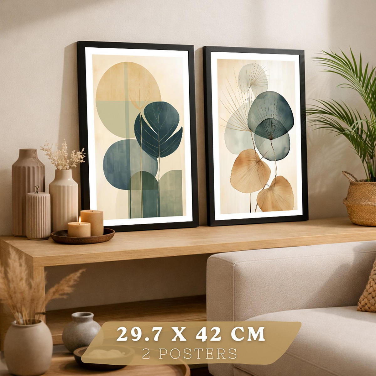 PLAKAT Sada 2 Abstrakt A3 Černý rám - černá, papír (29.7/1/42cm) - Nacnic