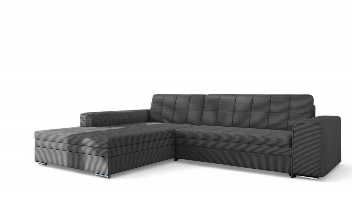 ECKSOFA Lusaka Mit Schlaffunktion - Anthrazit, Holzwerkstoff/Textil (292/198cm) - Fun Möbel