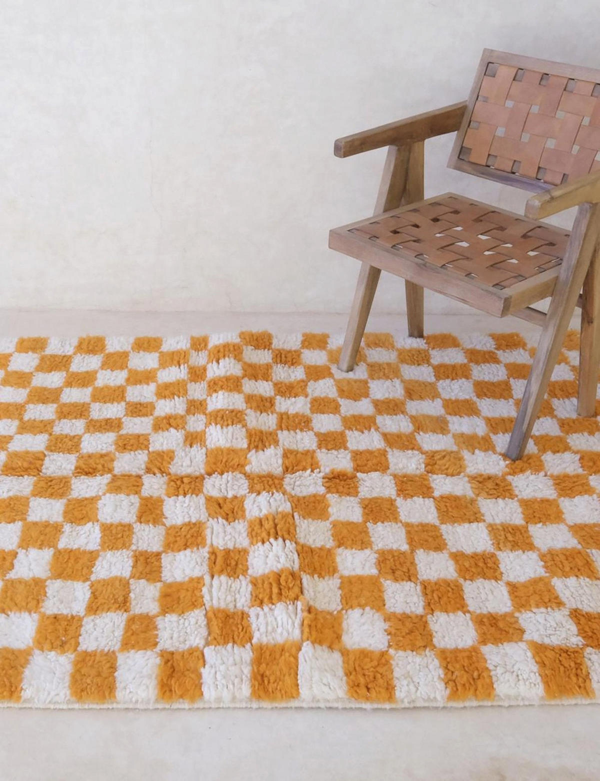 BERBERTEPPICH marokkanisch aus Wolle kariert 300x 400 cm - Orange, Naturmaterialien (300/400cm) - AFK Living