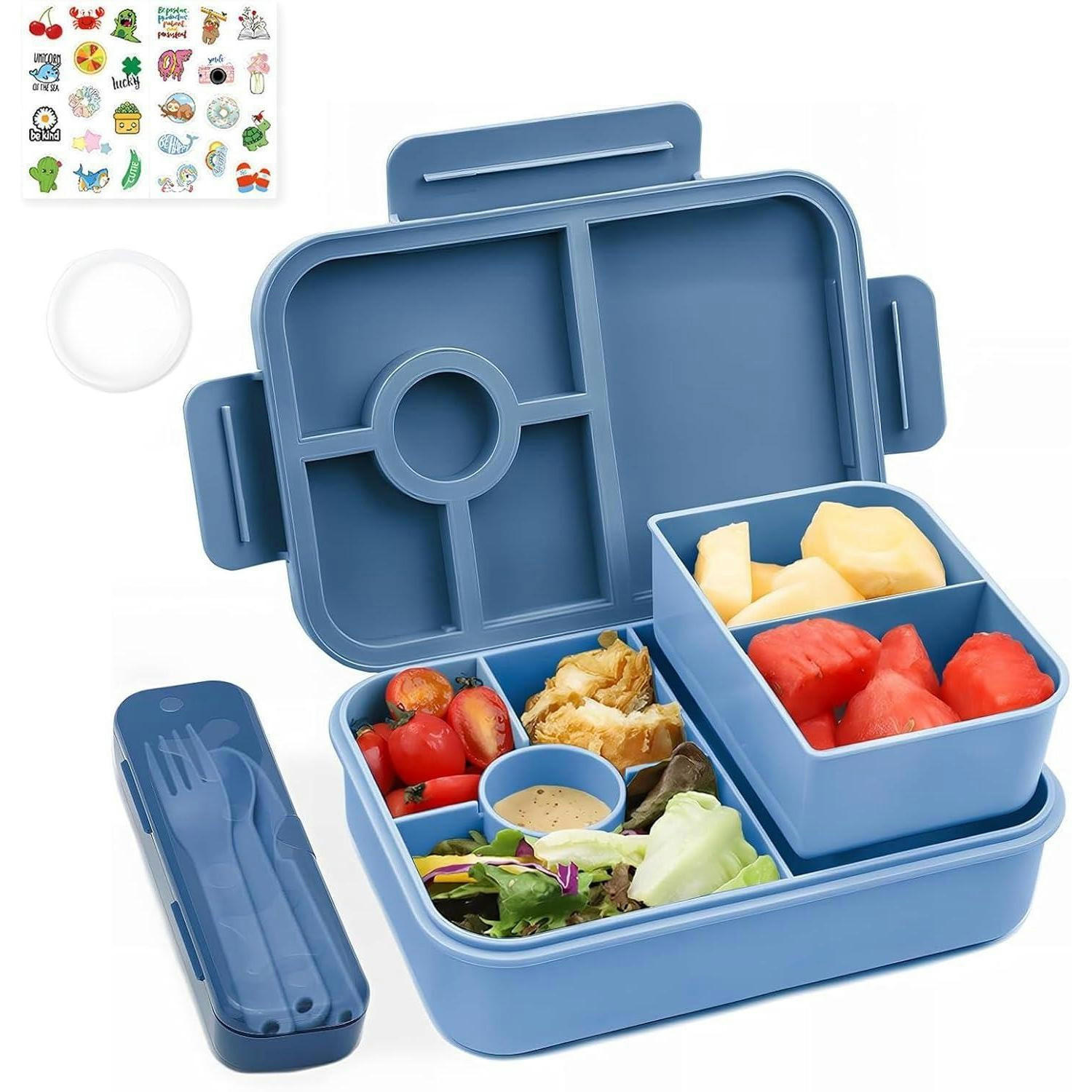 BROTDOSE Kinder mit Fächern 1300ML Dunkelblau - Blau, Kunststoff (15/5.5/22cm)