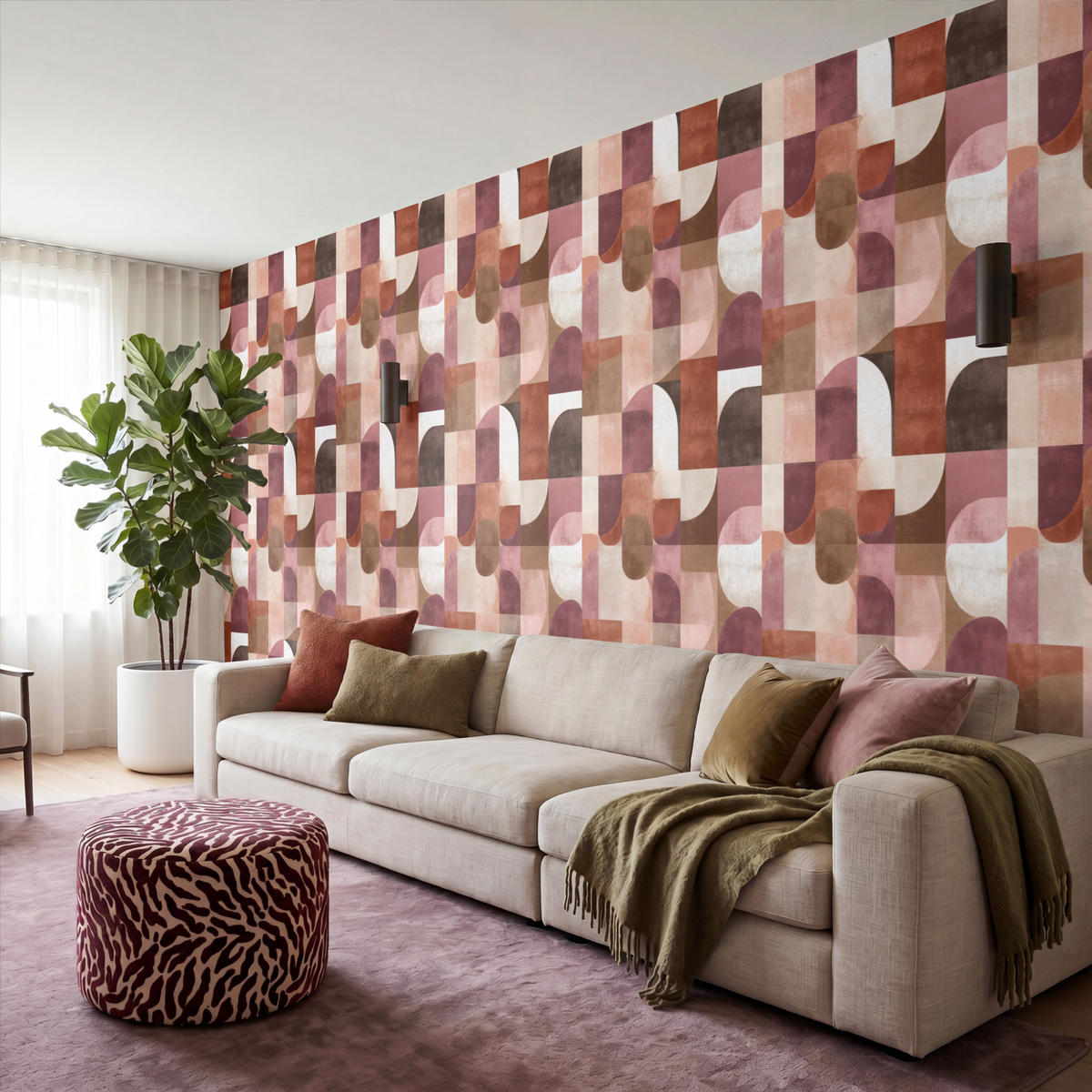 TAPETE - Geometrie - Modern - Retro - 450x200 cm - Multicolor, Papier (450/200cm) - OnlyWow