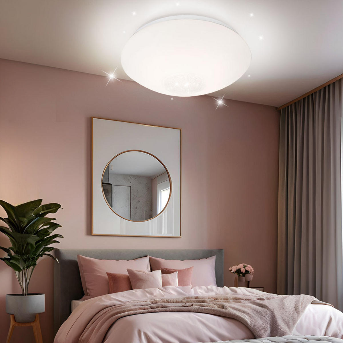 LED DECKENLEUCHTE Kristalloptik Weiß - Weiß, Glas (29/29/10cm) - Globo Lighting