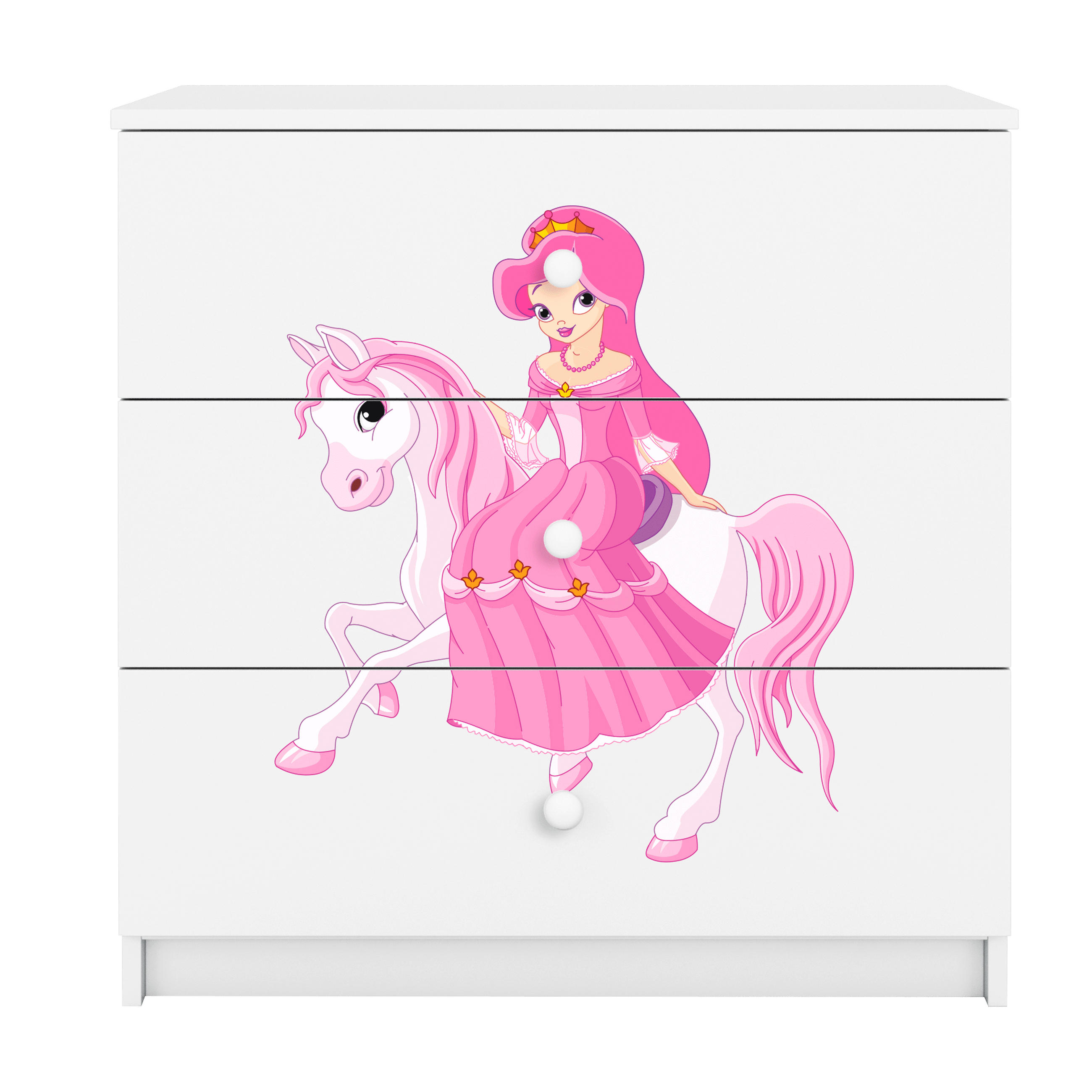 KOMMODE Babydreams Prinzessin zu Pferd 81/81/41 - Weiß, Holzwerkstoff (81/81/41cm) - RAUMHIRSCH FURNITURE