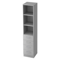 SCHUBLADENSCHRANK - 4 Schübe 42/40,6/200,4 cm in Grau Relinggriff (Kunststoff) - Grau, Holzwerkstoff (40.6/200.4/42cm) - bümö