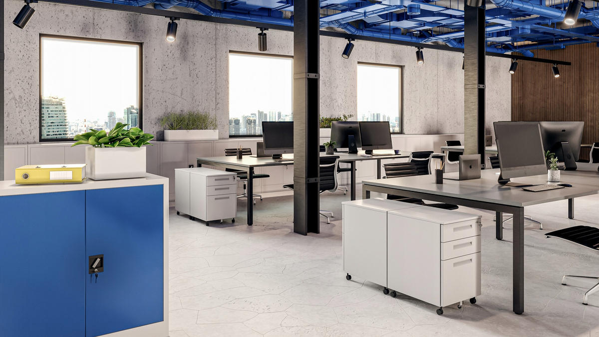 METALLSCHRANK Beata - Blau/Grau, Metall (90/93/40cm) - Jan Nowak