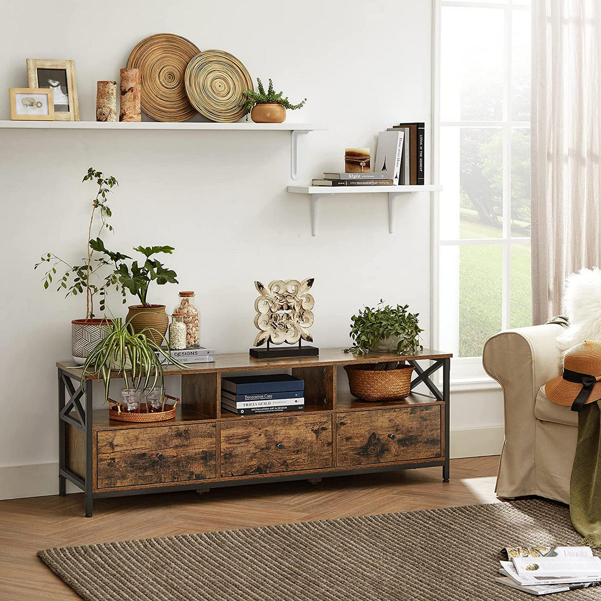 TV-LOWBOARD MIT SCHUBLADEN - Braun, Holzwerkstoff (40/50/147cm) - Hansiro