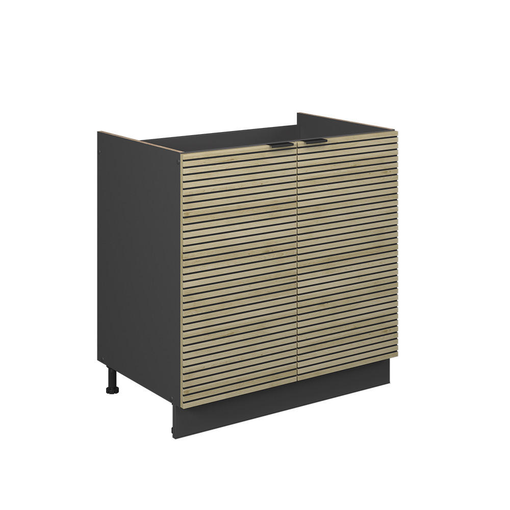 DISKBÄNKSSKÅP Fame-Line Ekpanel 80 cm utan bänkskiva Ekfärgad, Antracit 82/80/51.6 cm