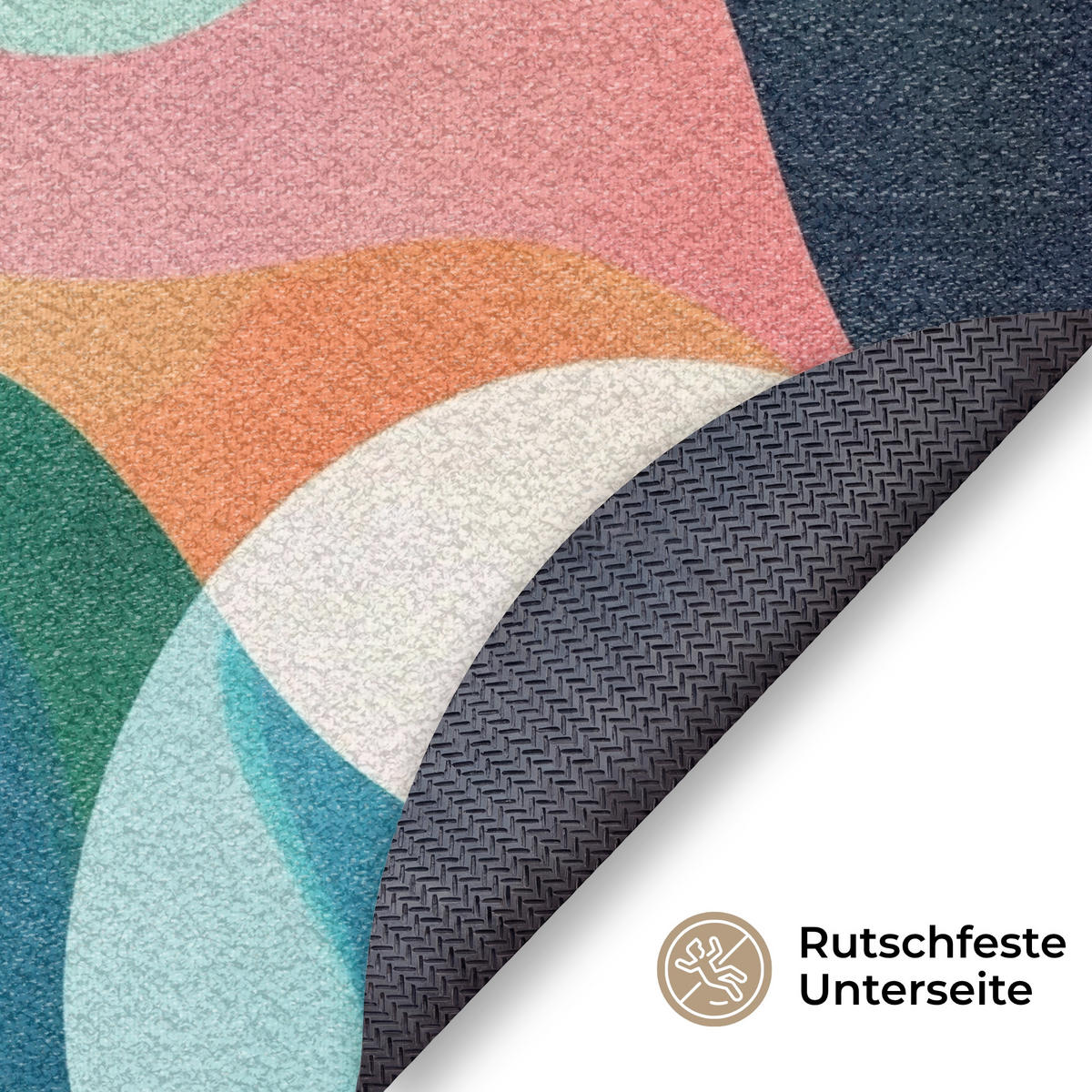 FUSSMATTE Abstrakt - Blau - Rosa Fußabtreter 120x120 cm - Multicolor, Kunststoff (120/120cm) - MuchoWow