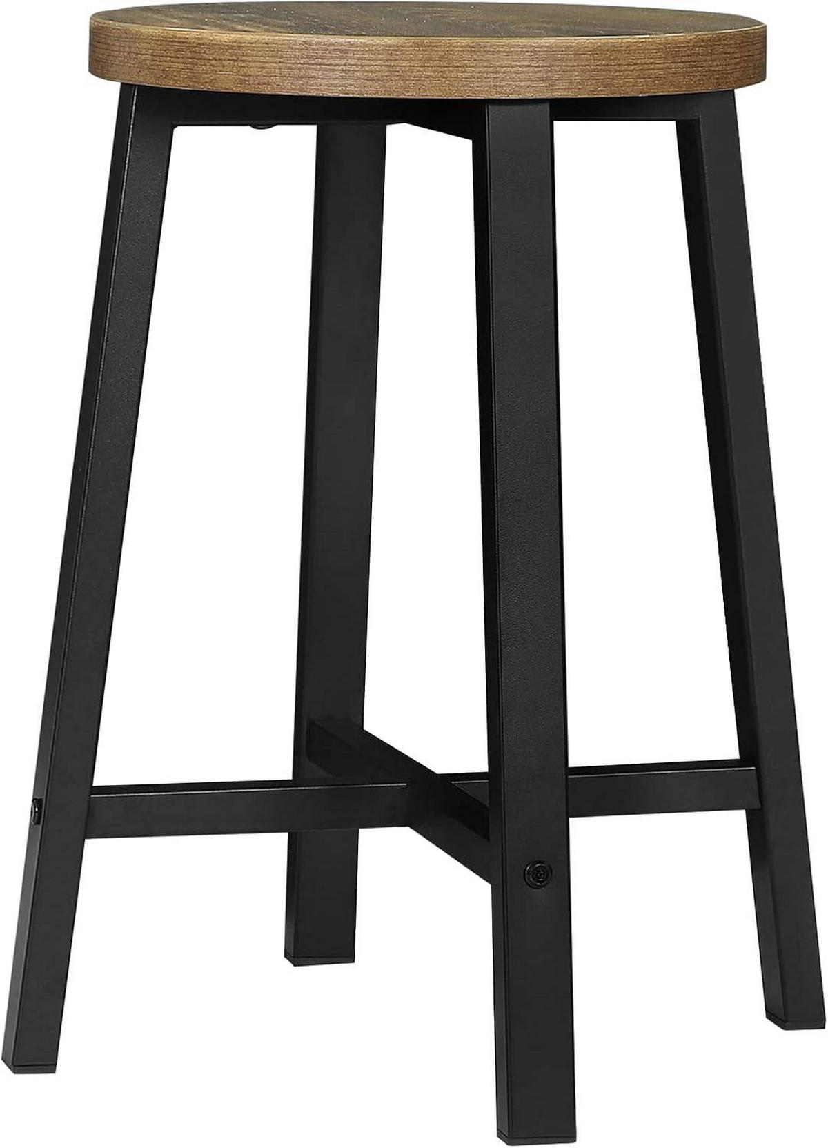 ESSZIMMERSTUHL 2er Set, Küchenstuhl, Vintage-Holzmaserung Schwarz - Dunkelbraun/Schwarz, Holzwerkstoff/Metall (29.5/46/29.5cm) - Woltu