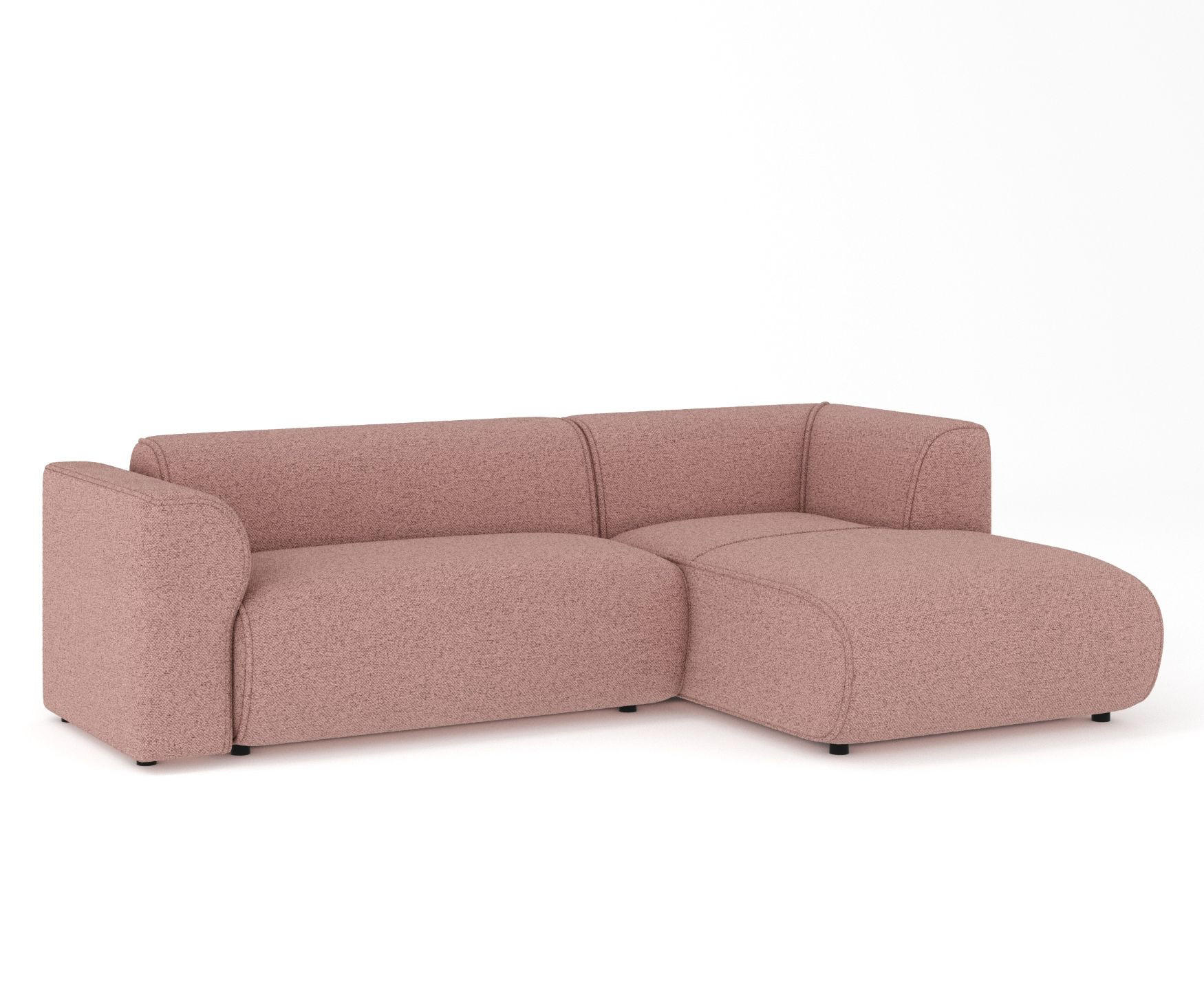 ECKSOFA Melani Rosa Webstoff - Rechts Seite - Pink/Schwarz, Holz/Holzwerkstoff (162/256cm) - Maison de Reve