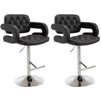 BARHOCKER Dubai, 2er Set, Gestell Metall in Chromoptik, Kunstleder schwarz, - Chromfarben/Schwarz, Kunststoff/Textil (52/100/55cm) - TPFLiving