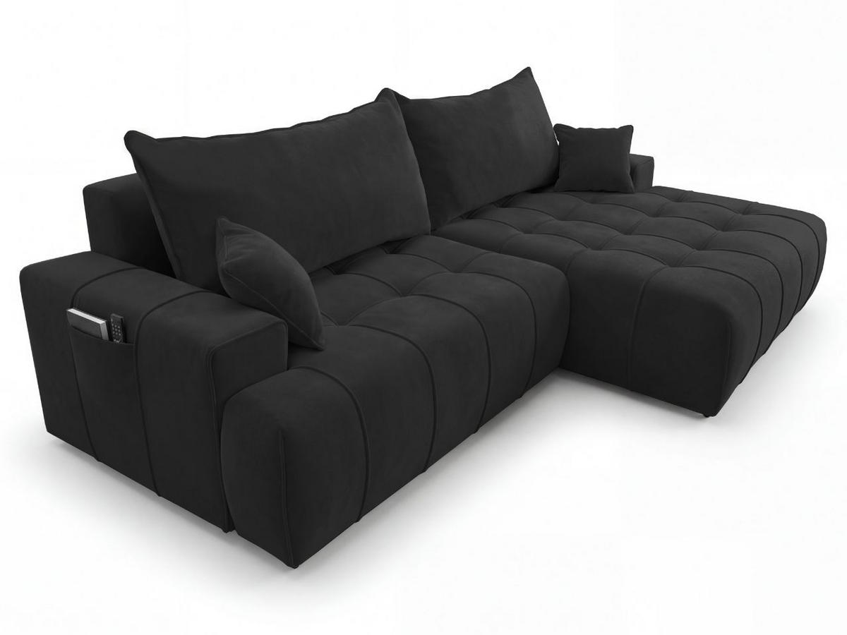 ECKSOFA Tulio Schwarz Rechts - Schwarz, Holz/Textil (165/270cm) - Graingold