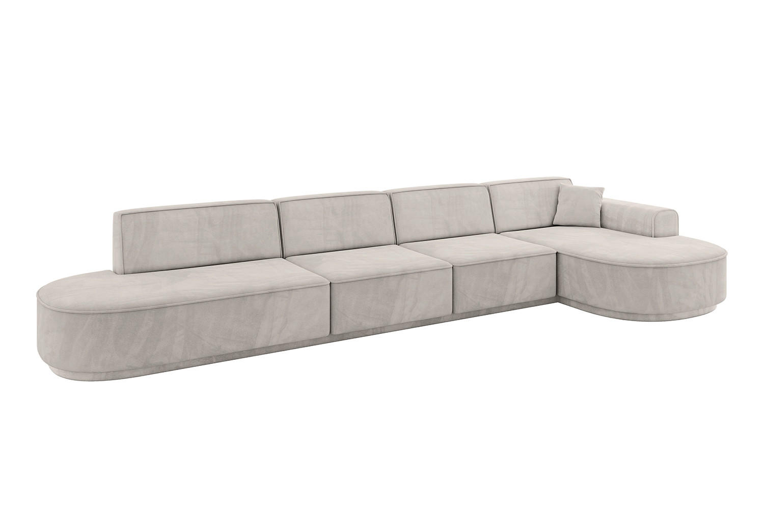 ECKSOFA Ottomane Rechts MARI-L3-v3 - 413x171x83 cm Hellbraun Velours - Hellbraun/Schwarz, Holzwerkstoff/Kunststoff (171/413cm) - ALTDECOR