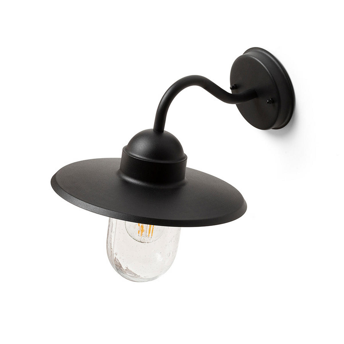AUSSENLEUCHTE BEACON Schwarz Strukturglas 15 W IP44 - Schwarz, Glas (38/29/29.2cm) - Rendl