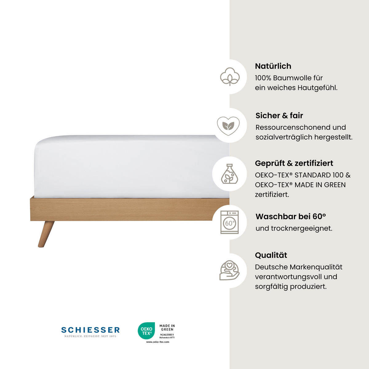 BETTLAKEN Smoothy - Renforcé - 160 x 260 cm - Weiß - Weiß, Textil (160/260cm) - SCHIESSER