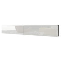 TV-LOWBOARD D180 mit weißer LED Beleuchtung - Weiß Hochglanz/Silberfarben, Holzwerkstoff/Kunststoff (180/30/33cm) - MIRJAN24
