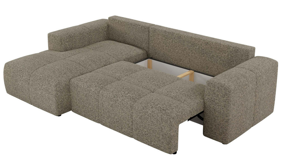 ECKSOFA MONIVA Dunkelbeige Strukture - Links - Taupe/Beige, Textil (164/266cm) - MKS