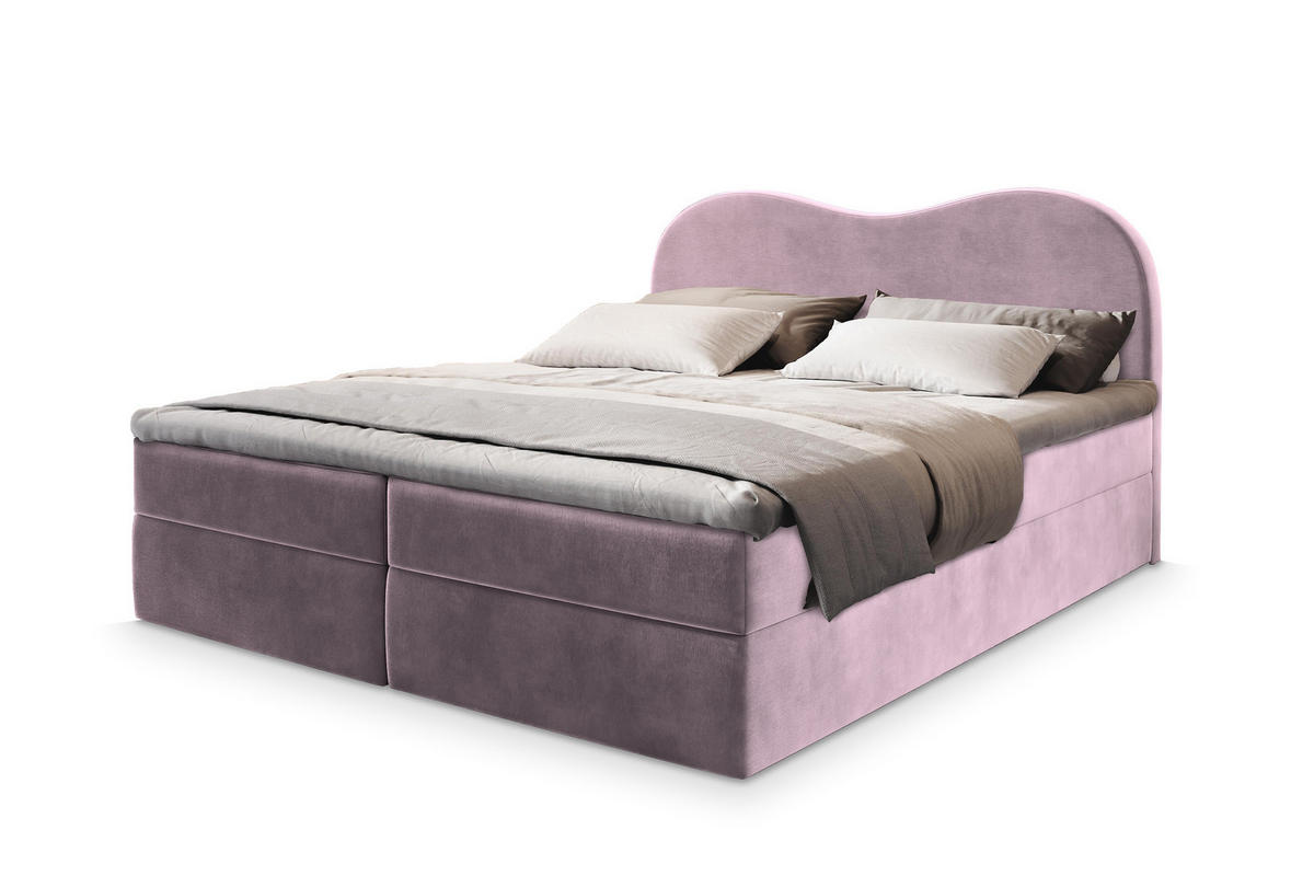 POSTEL BOXSPRING FLUVIA 160x200 cm, s matrací a úložným prostorem, šeříková - šeříková, kompozitní dřevo/textil (160/200cm) - MASSENO