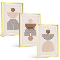 BILDER SET 3er Set - 40x60 cm Goldrahmen - Abstrakte braune Formen - Goldfarben, Kunststoff (40/60cm) - TULUP