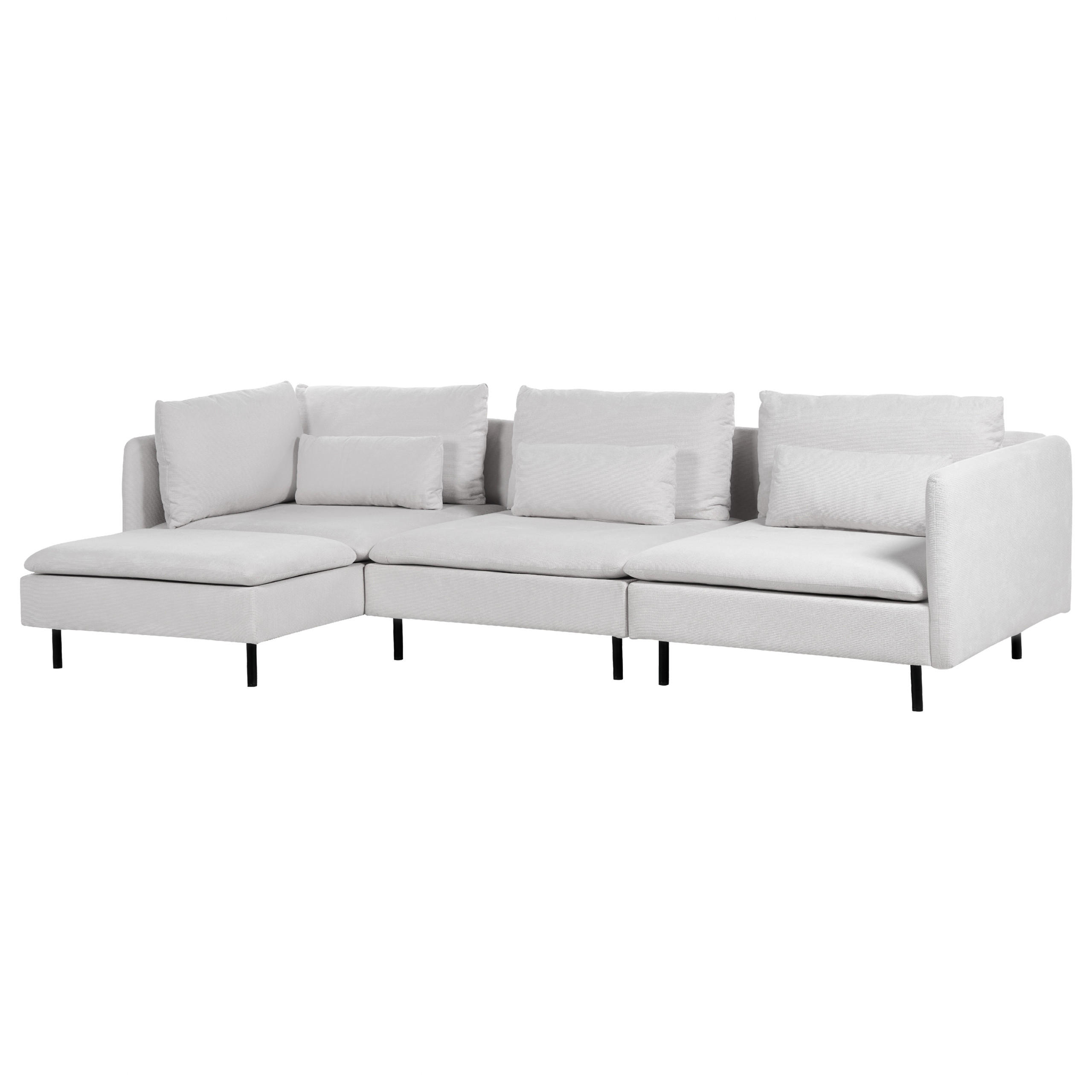 3-SITZER-ECKSOFA hellgrau linksseitig Egeris - Schwarz/Grau, Textil (291/151cm) - Beliani