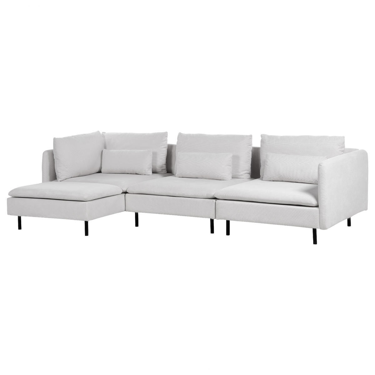 3-SITZER-ECKSOFA hellgrau linksseitig Egeris - Schwarz/Grau, Textil (291/151cm) - Beliani