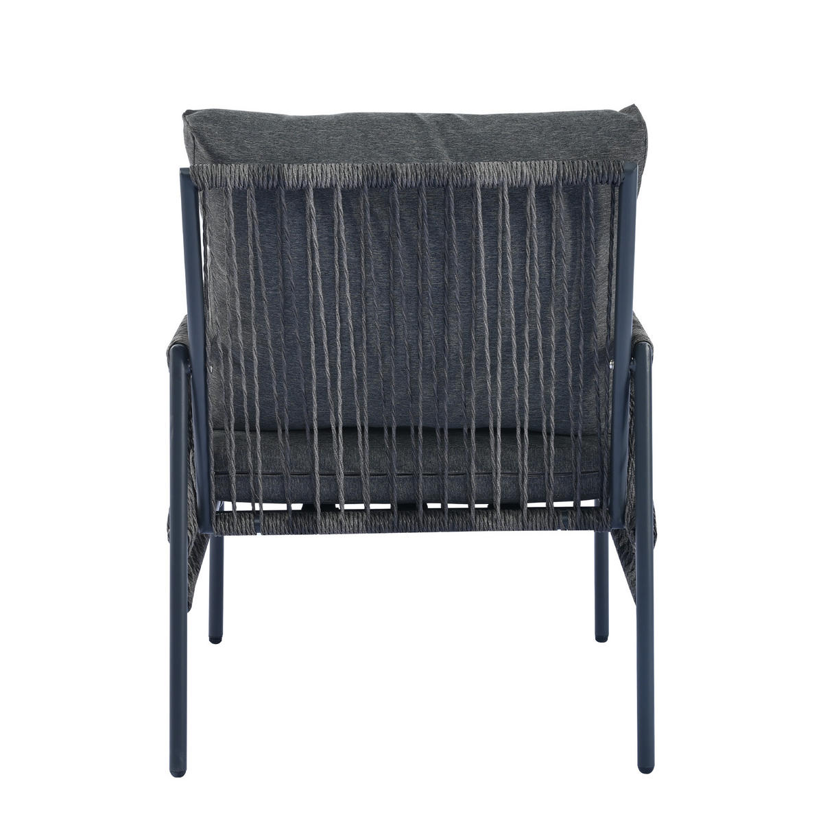 GARTENMÖBELSET aus Rattan 173x54.5x77cm schwarz mit Couchtisch aus gehärtetem Glas - Grau, Metall - Modfu