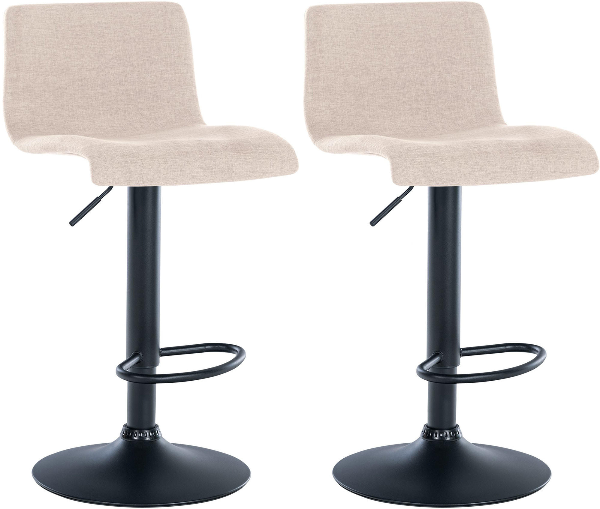 BARHOCKER 2er Set Stoff creme - Creme/Schwarz, Textil/Metall (39/84/36cm) - CLP