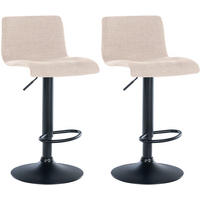 BARHOCKER 2er Set Stoff creme - Creme/Schwarz, Textil/Metall (39/84/36cm) - CLP