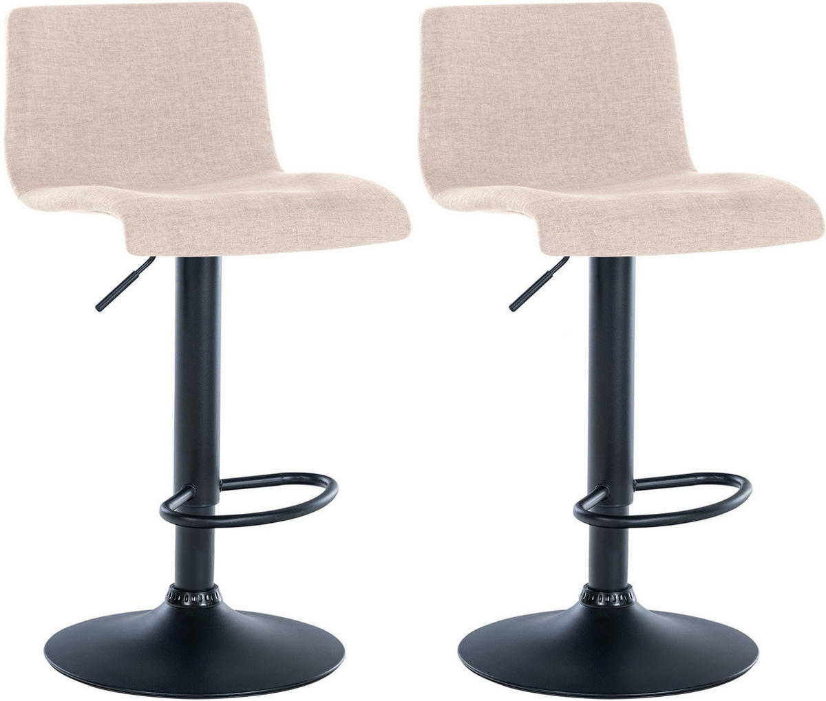 BARHOCKER 2er Set Stoff creme - Creme/Schwarz, Textil/Metall (39/84/36cm) - CLP