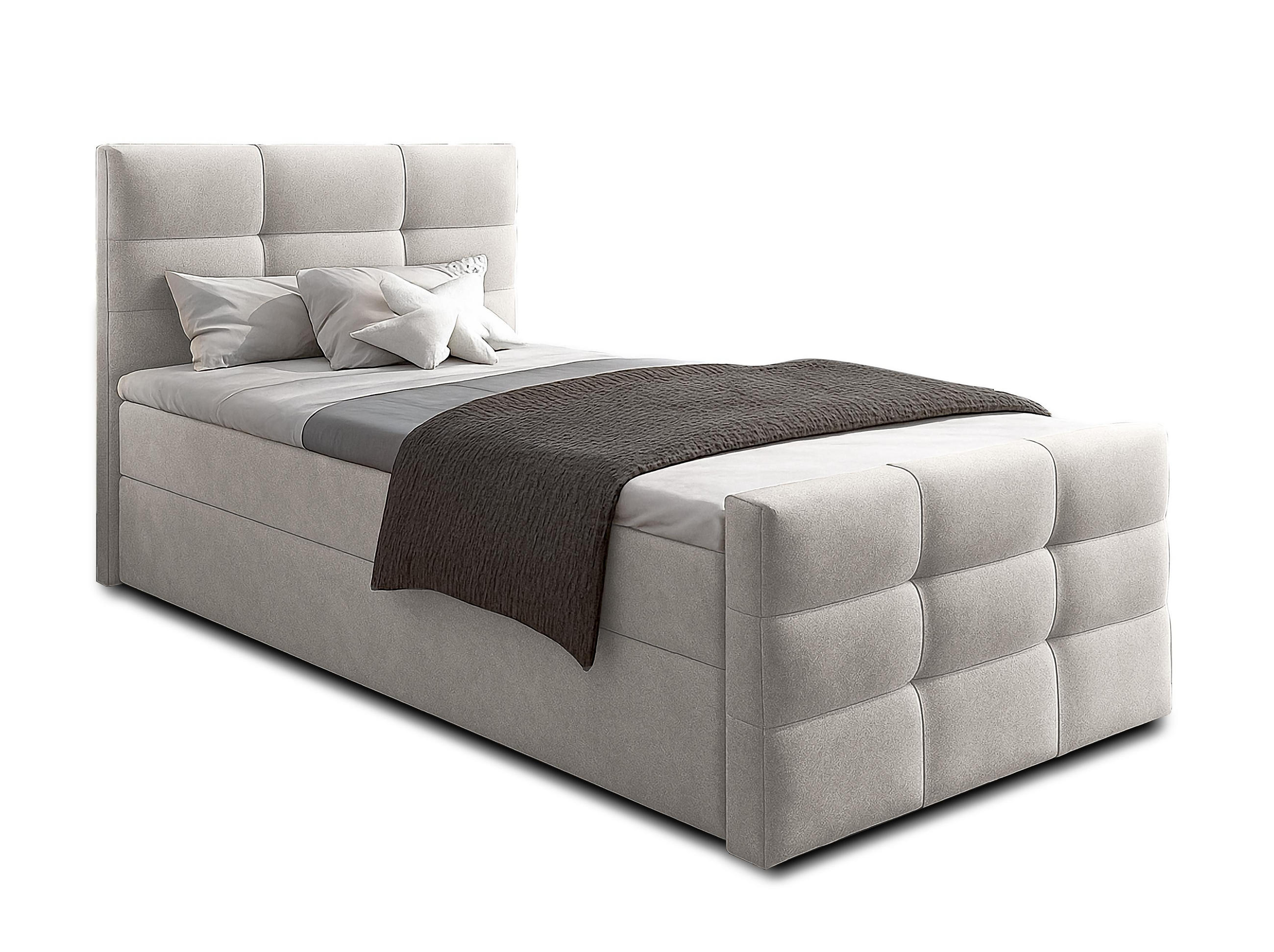 BOXBETT ARGENTARO 120x200 cm mit Bettkasten und Matratze - Beige - Beige/Schwarz, Holz/Holzwerkstoff (120/200cm) - AX Living