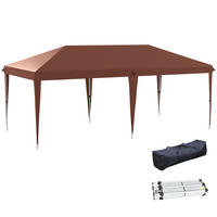 PAVILLON, faltbar mit 3-fach verstellbarer Höhe, 6x3 m, Kaffee - Braun, Metall (295/270/585cm) - Vallsero