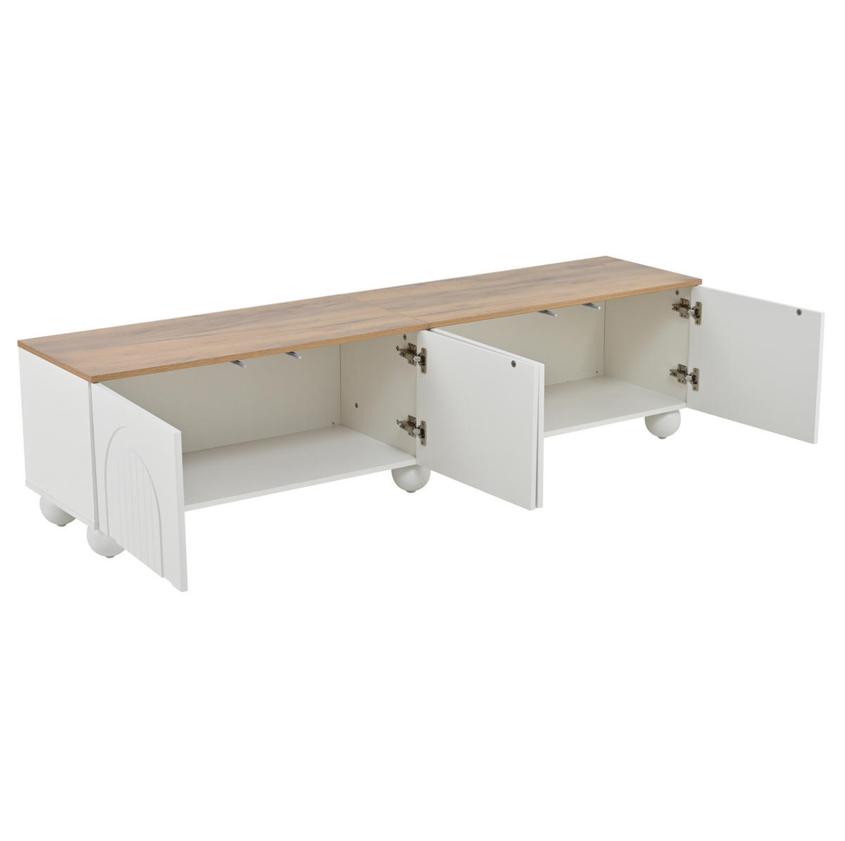 TV-LOWBOARD 180/40/45 cm mit 4 Türen und Push-to-Open-System - Weiß, Holzwerkstoff (180/45/40cm) - BEAOK