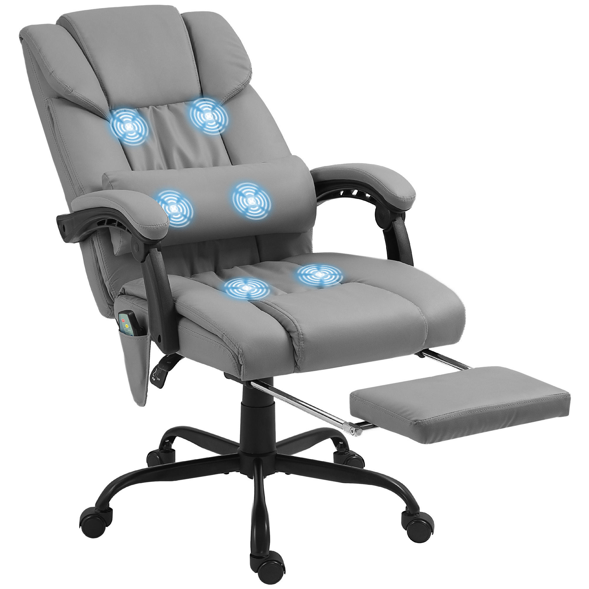 DREHSTUHL DE-11704 Massagefunktion mit Fußstütze & neigbarer Rückenlehne - Grau, Metall (75/122/66cm) - ComfortXL