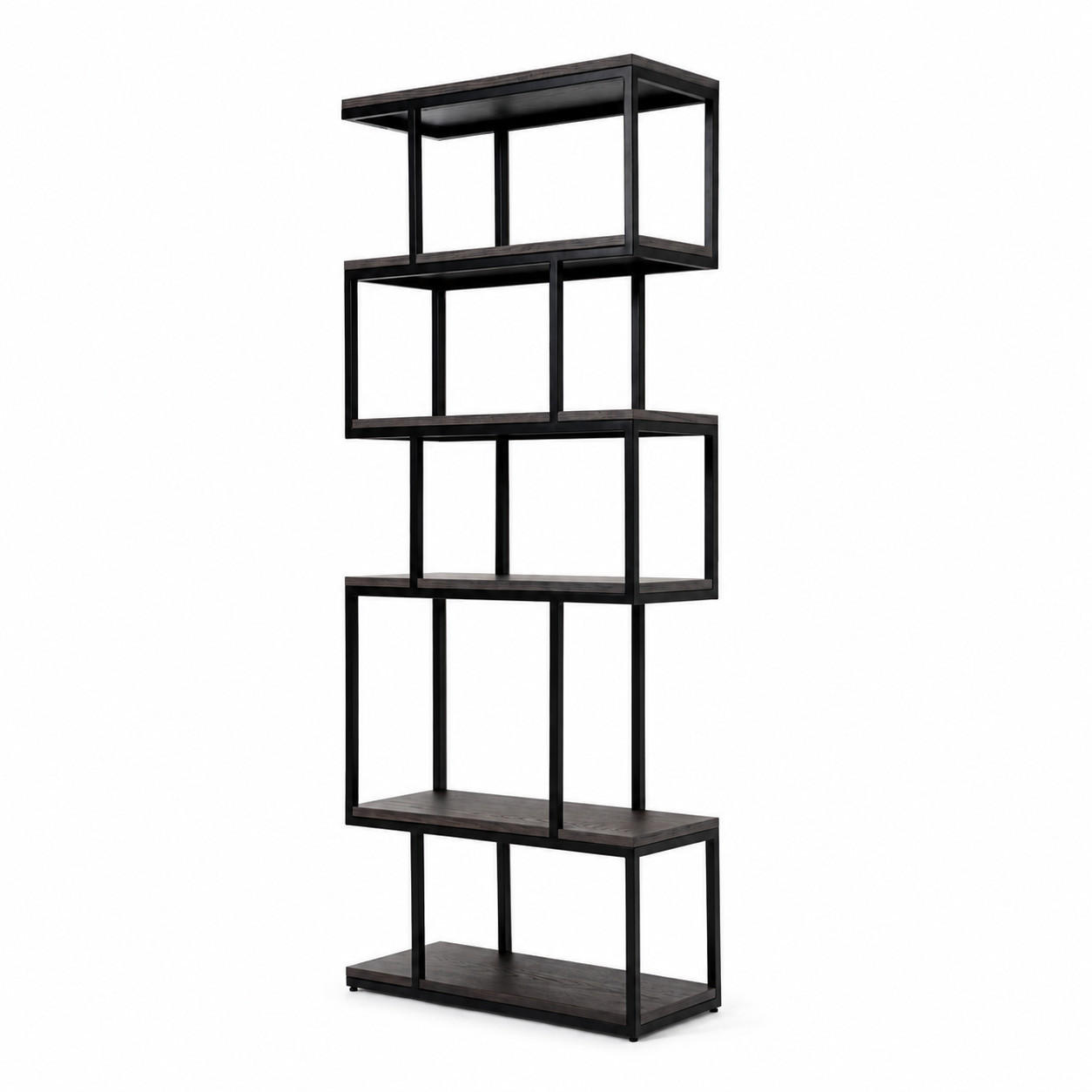 BÜCHERREGAL Wooden, Eiche Espresso, Metall Schwarz - Braun, Holz (70/179/30cm) - WOODEK