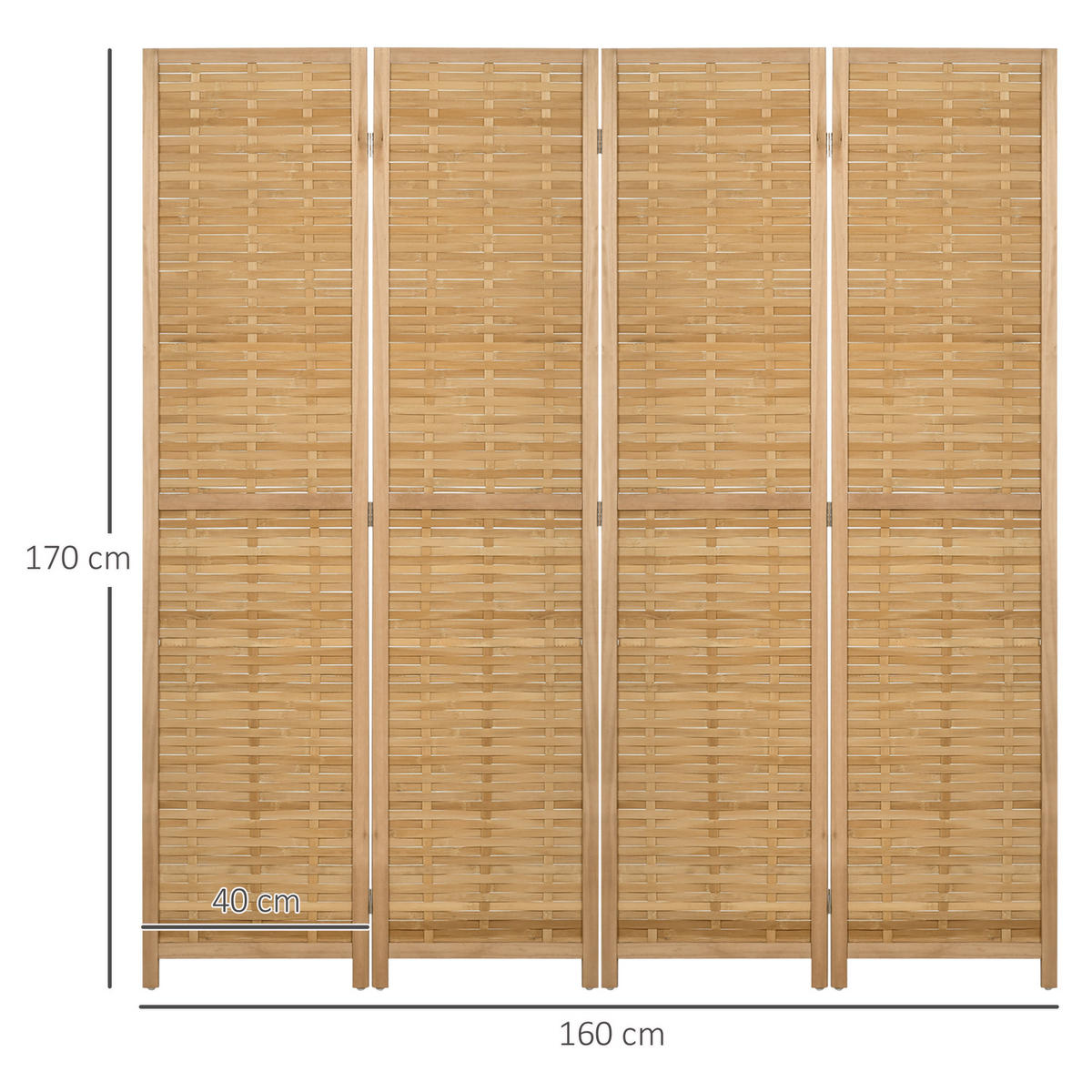 PARAVENT 4-teilig, 160 x 170 cm, Natur - Naturfarben, Naturmaterialien (160/170/1.8cm) - HOMCOM